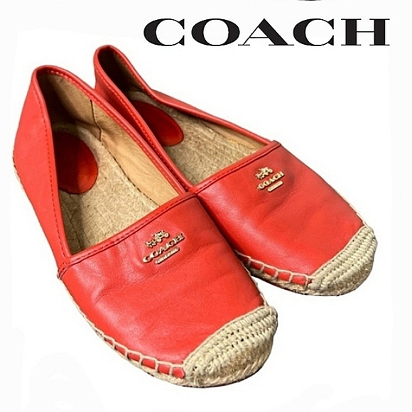 COACH Rhodelle Slip-On Flat Straw Jute Espadrilles Flats EUC - Picture 1 of 11